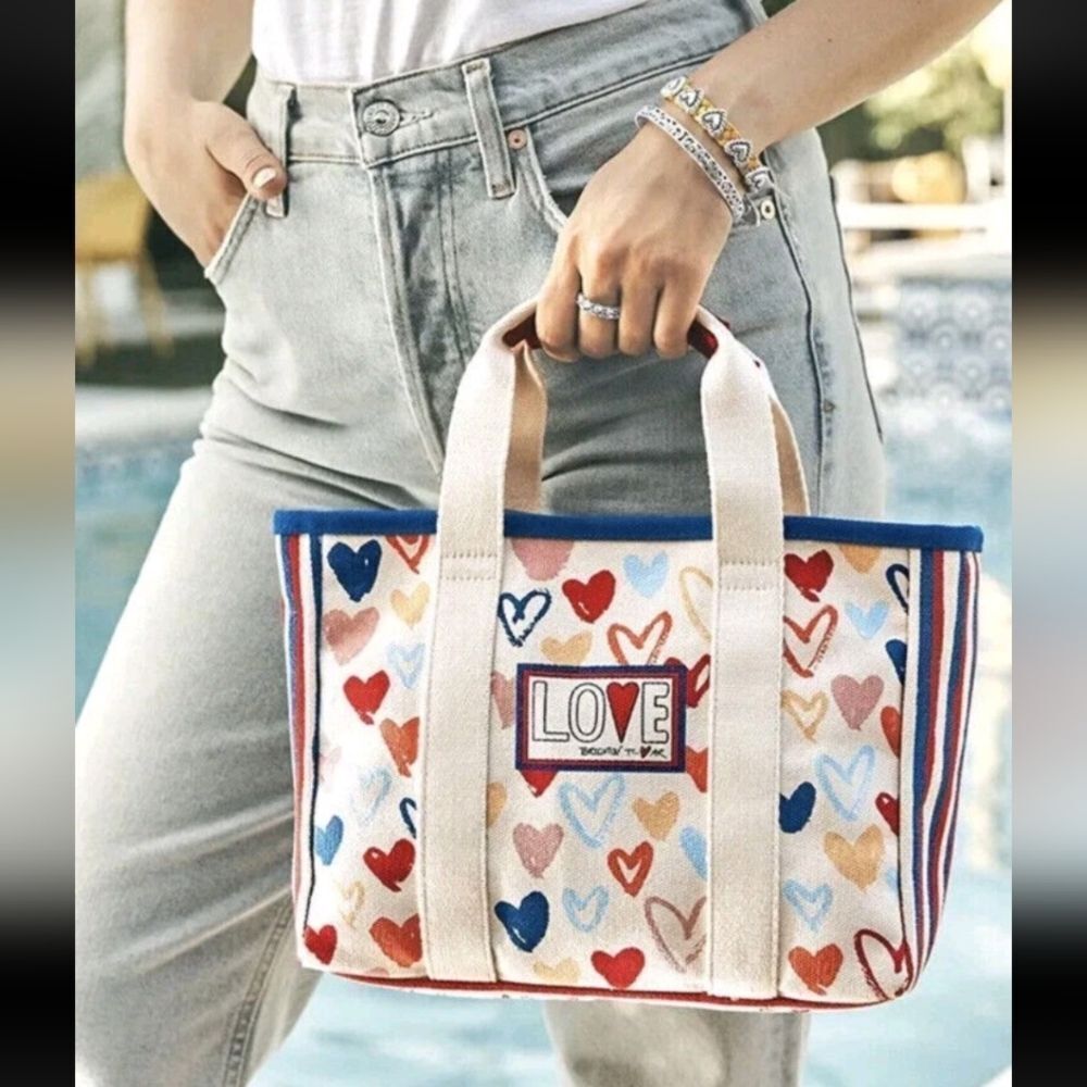 Brighton Love Maximalist Whimsical Hearts Rainbow Love Beach Travel Canvas Purse